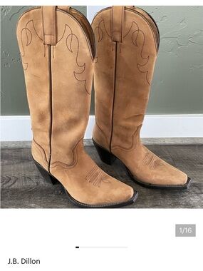 J.B. Dillon Tan Camel Suede Western Cowboy Boots Stagecoach (size 7)